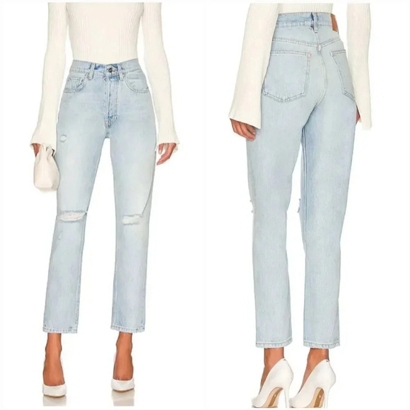 Anine Bing, New, Sonya High Rise Ankle Slim Destructed Classic Jeans, Size 25 - Picture 1 of 12